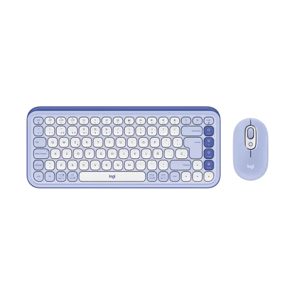 LOGITECH Combo Teclado + Mouse Inalámbricos Logitech POP Icon Color Lila y Blanco