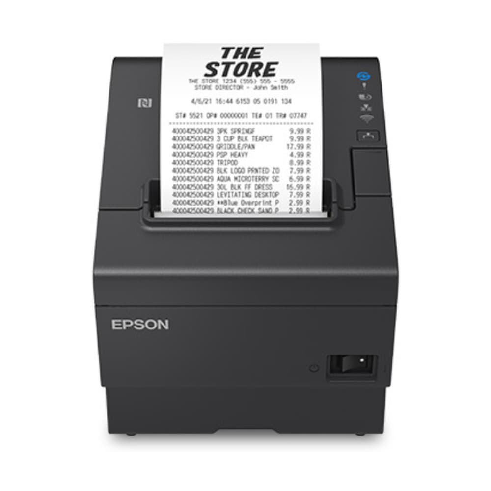 EPSONPOSCOLORWORKS Impresora Epson Térmica de Recibos TM-T88VII-022; 80mm/58mm, Puertos: USB+Ethernet+Paralela, Autocortador, Ancho: 80mm/58mm, Velocidad: 500mm/s, Incluye fuente. Negra. (4 años de Garantía)