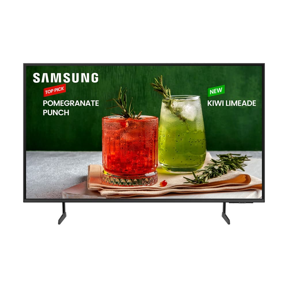 SAMSUNG MONITORES INDUSTRIALES Televisor Pro Samsung BE85H;Tamaño: 85", Resolución 3840X2160 4K UHD (16:9), Brillo 300 Nit, ,sintonizador digital terrestre DVB-T2,Características: uso 16 horas/día, altavoces 10Wx2 , WiFi, Bluetooth, RJ45,Entradas: HDMI 2.0 (3), HDCP 2.2, USB 2.0 (1), Smart tv , Garantía: 3 años