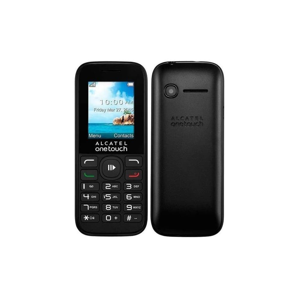 ALCATEL Feature Phone 1050E, Negro, 1.8” Dual Sim, FM Radio, Camera 0.08Mpxl, MMS, despertador, calendario