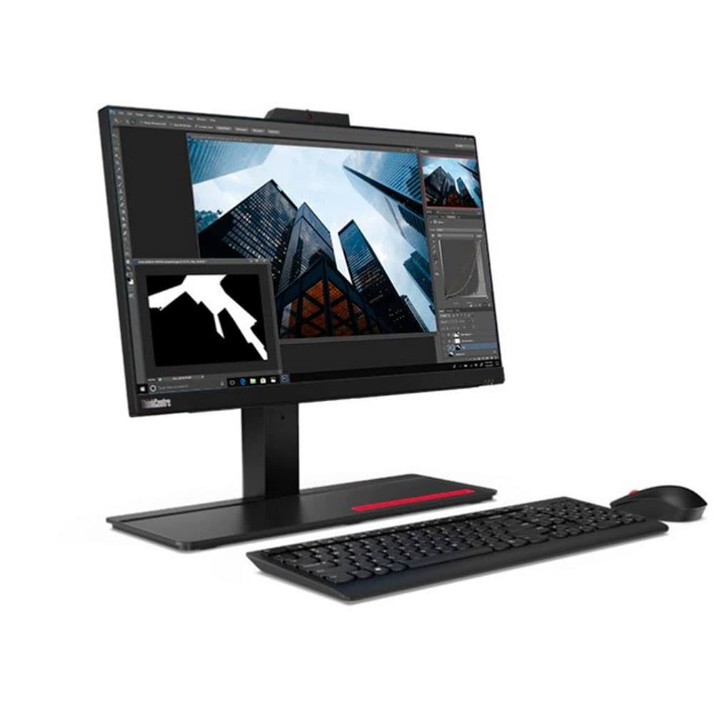 LENOVOPCSCORPORATIVOS Computador Lenovo Todo en Uno, Intel Core i5, Pantalla 21,5 FHD, 8GB RAM, 1 TB SATA+ 128GB SSD, Windows 10 Pro, negro