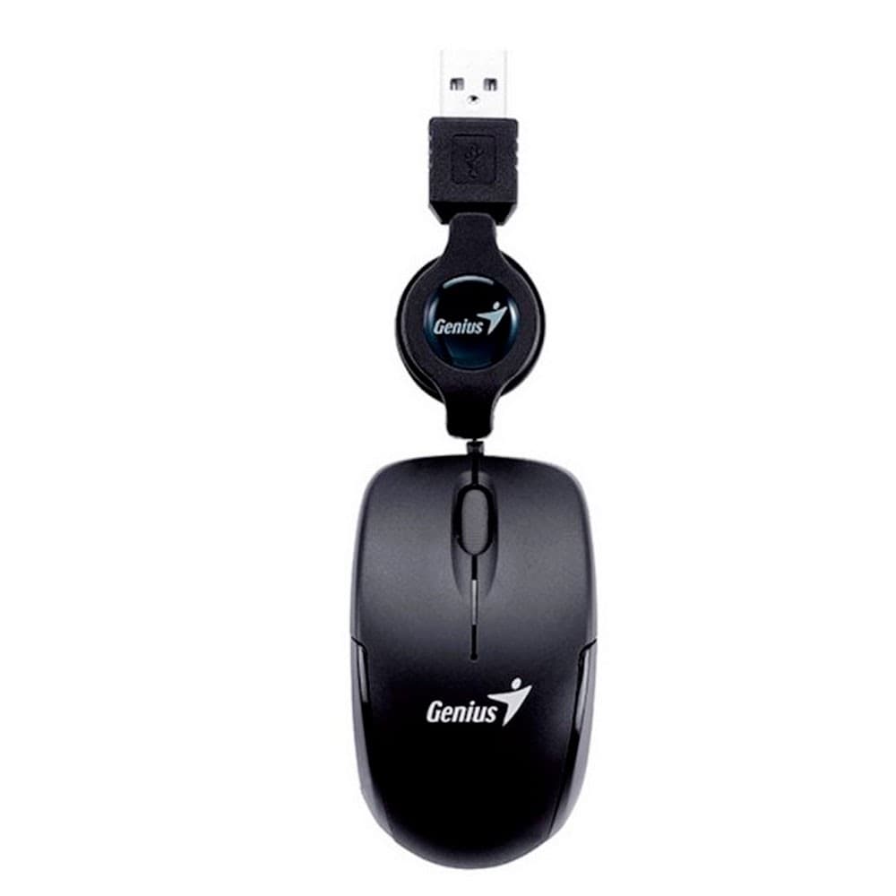 GENIUS Mouse Genius, con entrada USB, optico retractil negro