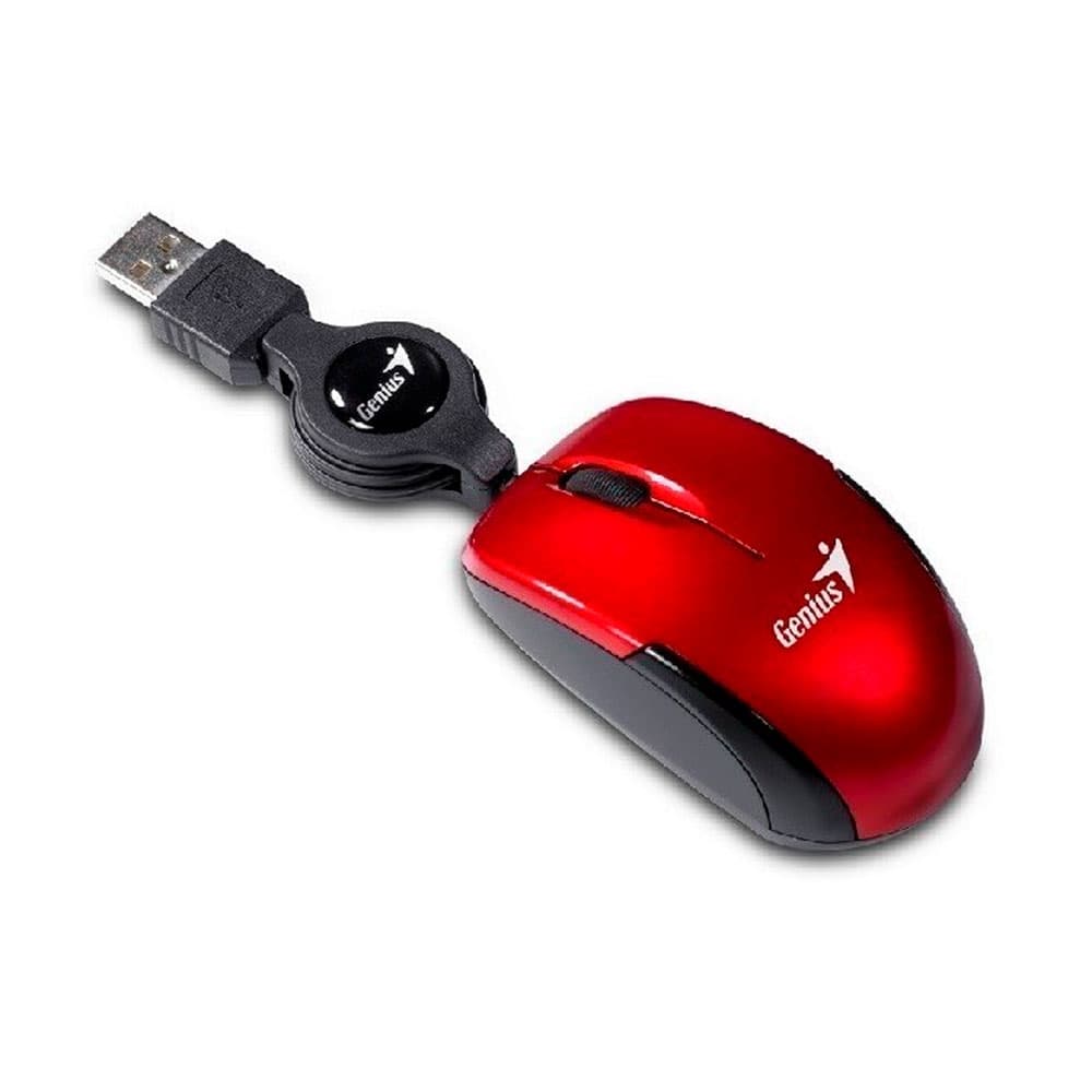 GENIUS Mouse Usb Micro Traveler Cable Retractil rojo