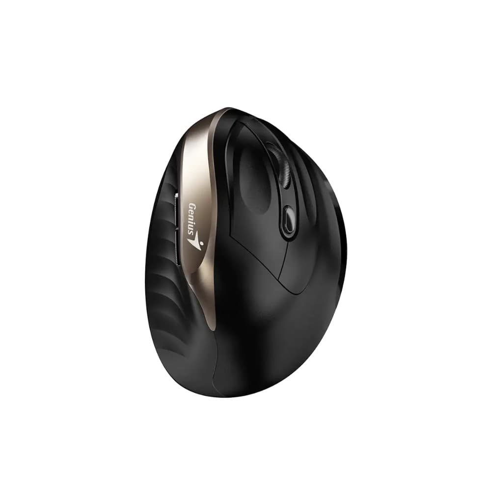 GENIUS Mouse GENIUS Ergo 8250 Dorado Tipo: Optico/Botones: 6/Resolucion: 800 / 1200 / 1600 DPI/Interfaz: 2.4 GHz/Puerto USB/Alcance: 10 metros (sin interrumpir)/Alimentacion: 1 pila AA (incluida)/Medidas: 111.2 x 78.3 x 73.8 mm/Peso: 97 gr