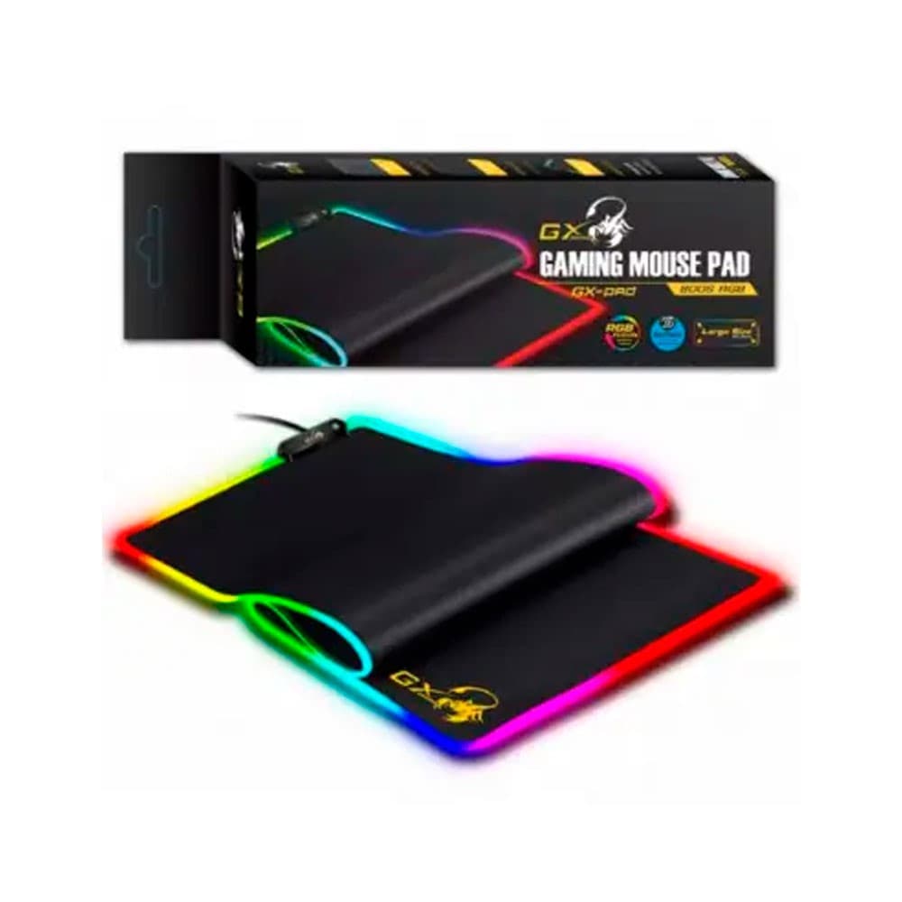 GENIUS Pad Mouse Gamer Genius, con retroiluminado, Superficie Completamente ultra Lisa, con 800S RGB, Negro