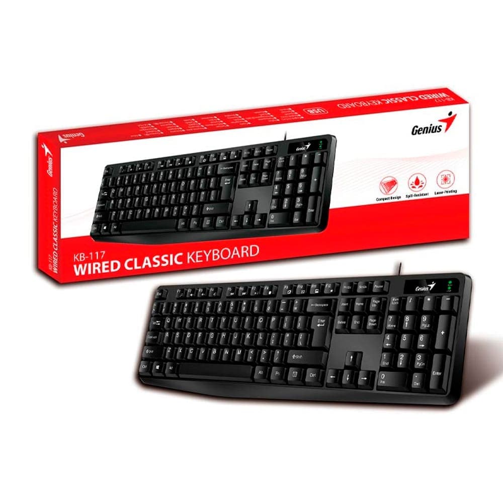 GENIUS Teclado GENIUS KB-117 USB Alambrico COLOR Negro