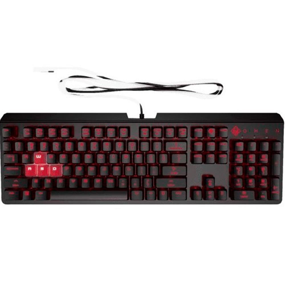 HPACCESORIOS Teclado gaming encoder OMEN by HP color negro - rojo