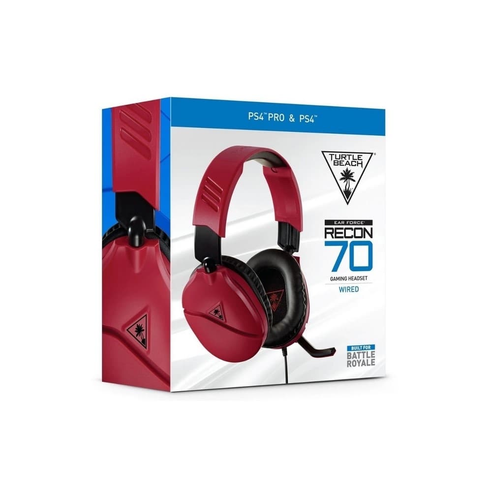 SONY PLAY STATION Audífonos Gaming Alámbricos de Diadema con micrófono, Turtle Beach Recon para PlayStation PS4 Recon 70P, color Midnight Red, Jack 3.5mm
