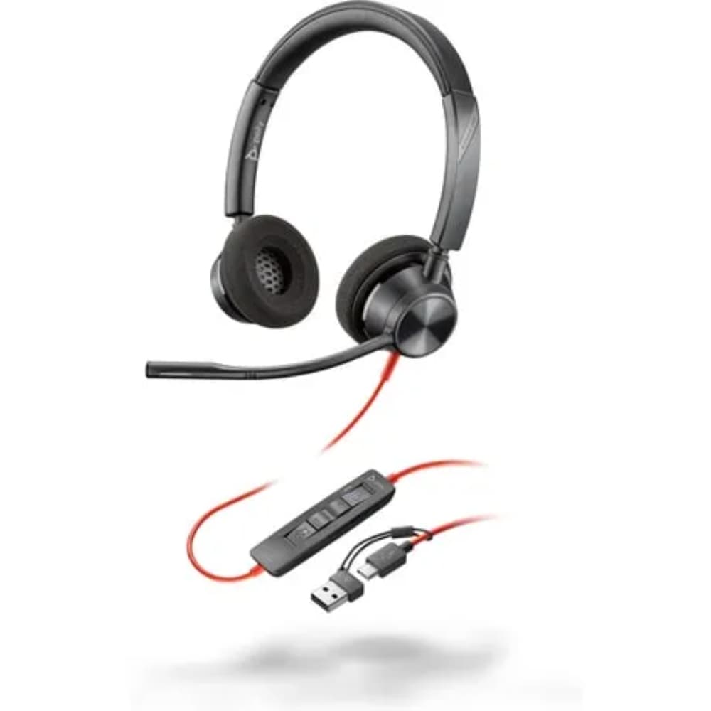 HP POLY Poly Blackwire 3320 Stereo Microsoft Teams Certified USB-C Headset +USB-C/A Adapter