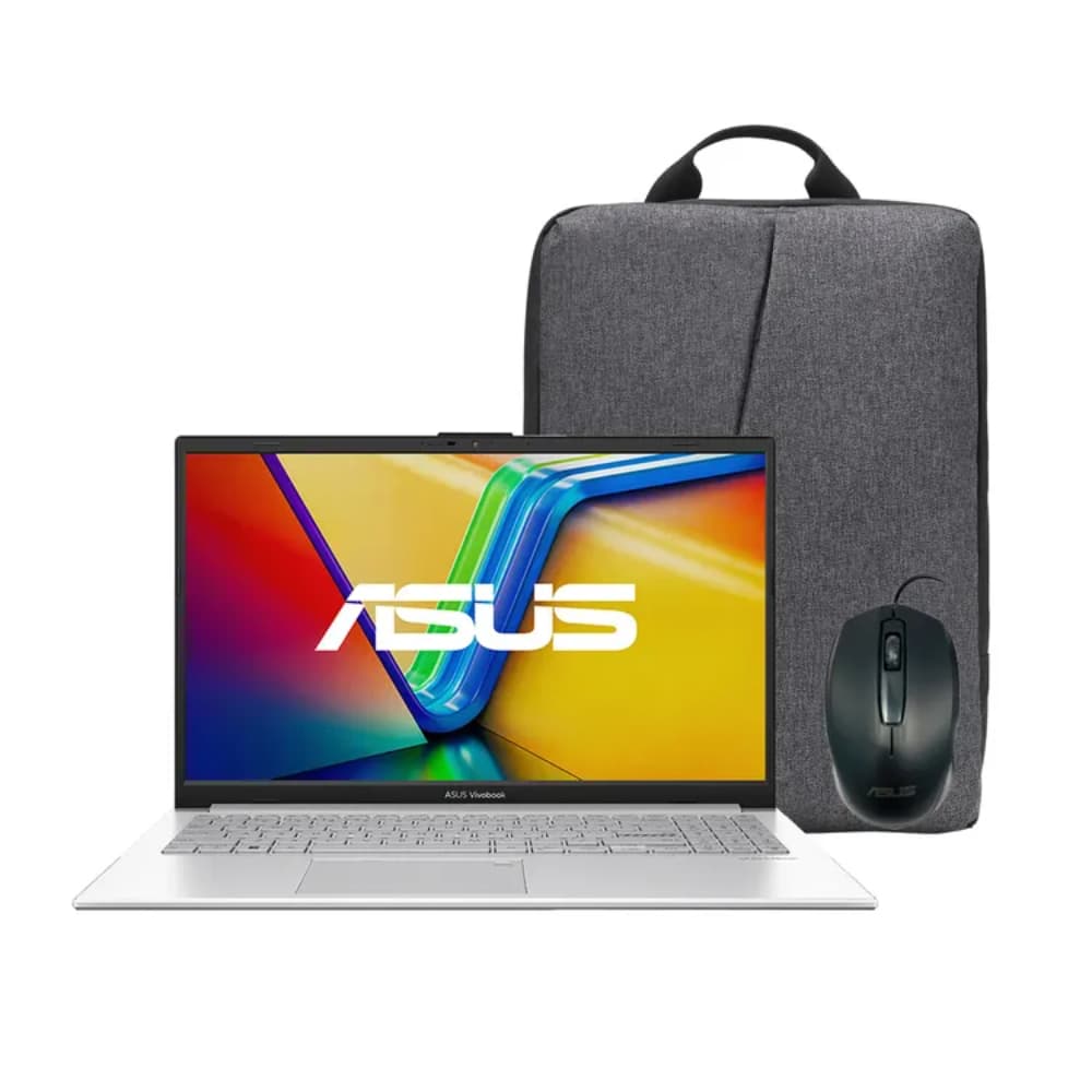 ASUS Portátil ASUS Vivobook Go 15 E1504GA-NJ531W Intel® Core™ i3-N305, 15,6 FHD, 8GB, 512 SSD,Windows 11 Home, Cool Silver, Morral y Mouse.