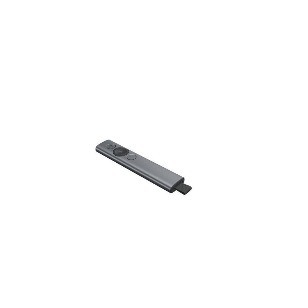 LOGITECH APUNTADOR SPOTLIGTH Logitech Ingles TV Bluetooth/Wireless Receptor USB Compatible Win-Mac Alcance 30Metros Recargable Garantía 1Año-GRIS