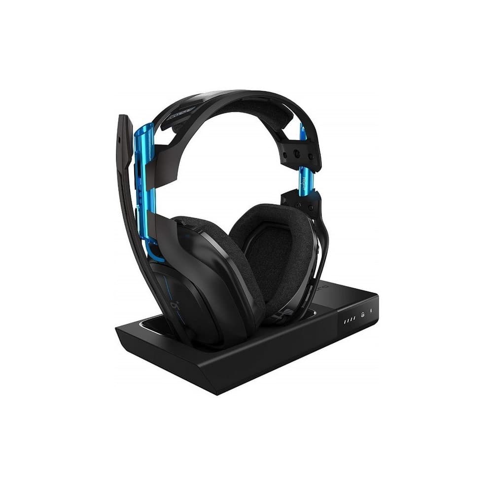 LOGITECH DIADEMA ASTRO A50 + BASE STATION Logitech Gaming Inalámbrica Wireless Para PlayStation 4/PC Carga Magnética Micrófono Cancela ruido Sonido Dolby 7.1 Garantía 1Año-NEGRA-AZUL