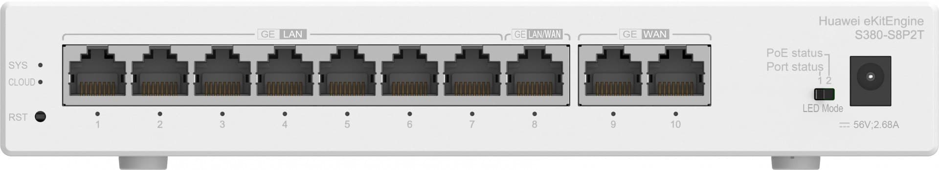 HUAWEI Gateway HUAWEI 2*GE WAN, 8*GE LAN(PoE+, 124W), up to 350 users,forwarding performance 2Gbps 2 años de garantia