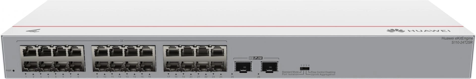 HUAWEI NETWORKING Swicth HUAWEI No administable 24 puertos No PoE S110-24T2SR (24*10/100/1000BASE-T ports, 2*GE SFP ports, AC power)