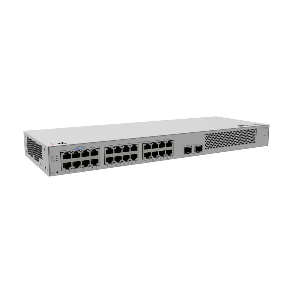 HUAWEI NETWORKING Switch S210-24T2J Datacom -S210-24T2J (24 puertos Ethernet 10/100/1000BASE-T, 2 puertos SFP de 2,5 G, fuente de alimentación de CA integrada, sin ventilador) -Nota adicional: (Distribución, conjunto Nota: El cable de alimentación se entrega por separado)