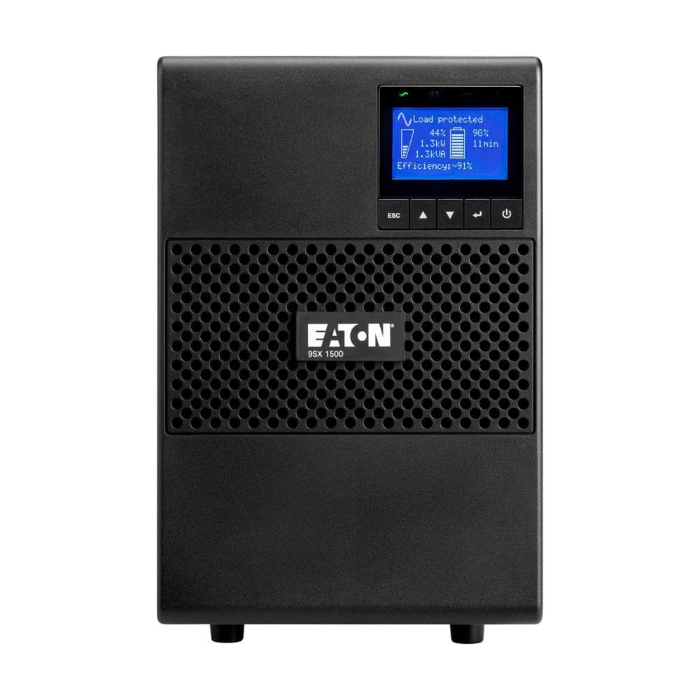 EATON SAI de doble conversión en línea Eaton 9SX de 1500 VA, 1350 W y 120 V, 6 tomas NEMA 5-15R, opción de tarjeta de red cibersegura, autonomía extendida, torre