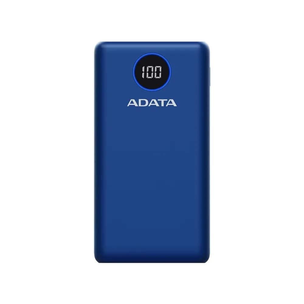 ADATA Power Bank 20000mAh azul digital /2 puertos usb quick charge + 1 Puerto Tipo C Salida + 1 Puerto Tipo C Entrada