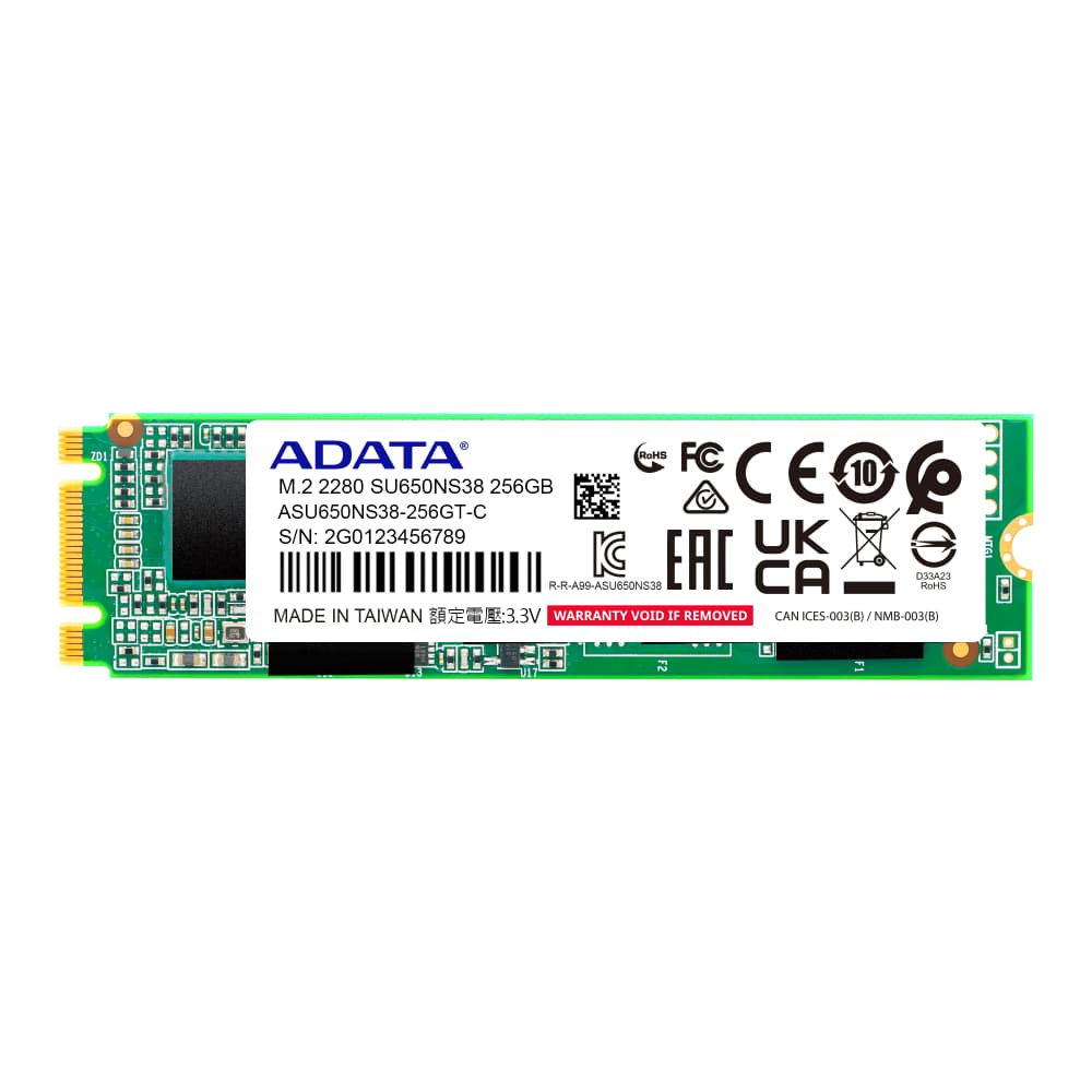 ADATA UNIDAD SSD ADATA M.2 SATA 2 RANURAS MODELO SU650NS38 - 256GB