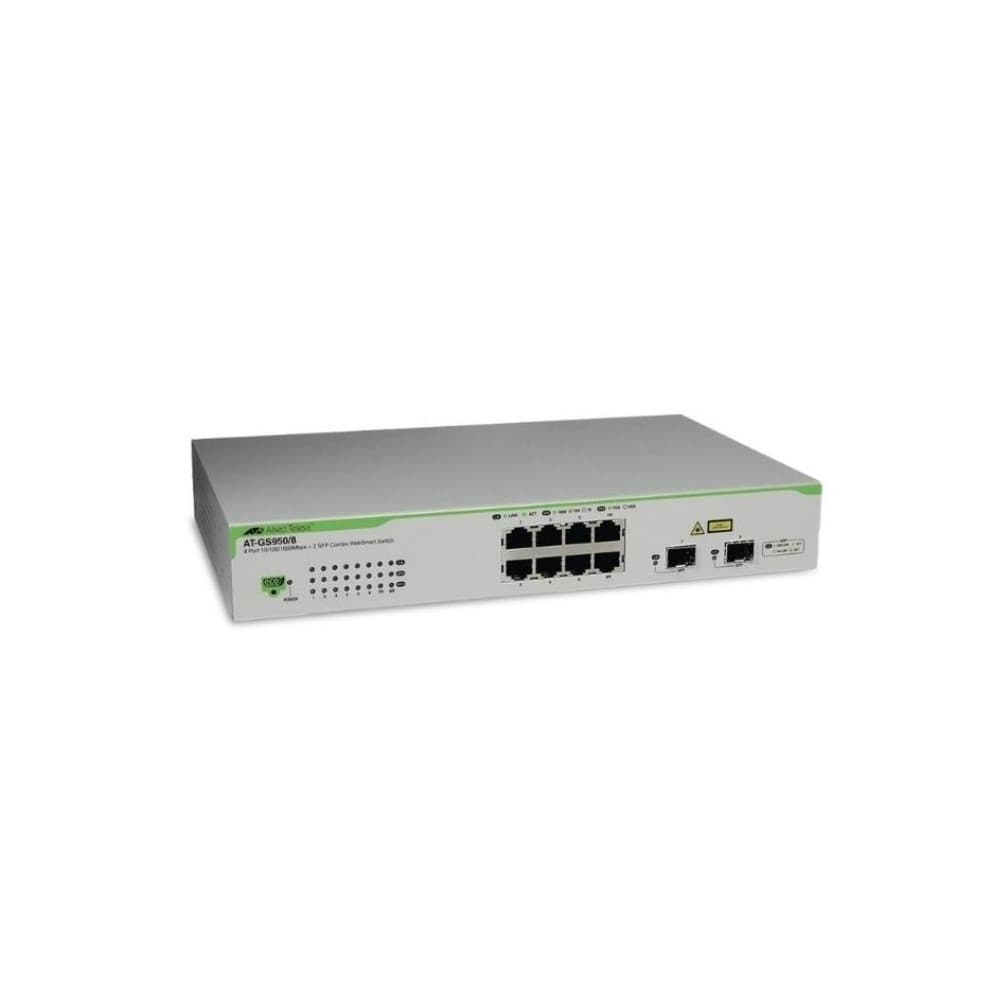 ALLIEDTELESIS Switches Allied telesis 8-port 10/100/1000T eco-friendly WebSmart switch with 2 SFP combo ports