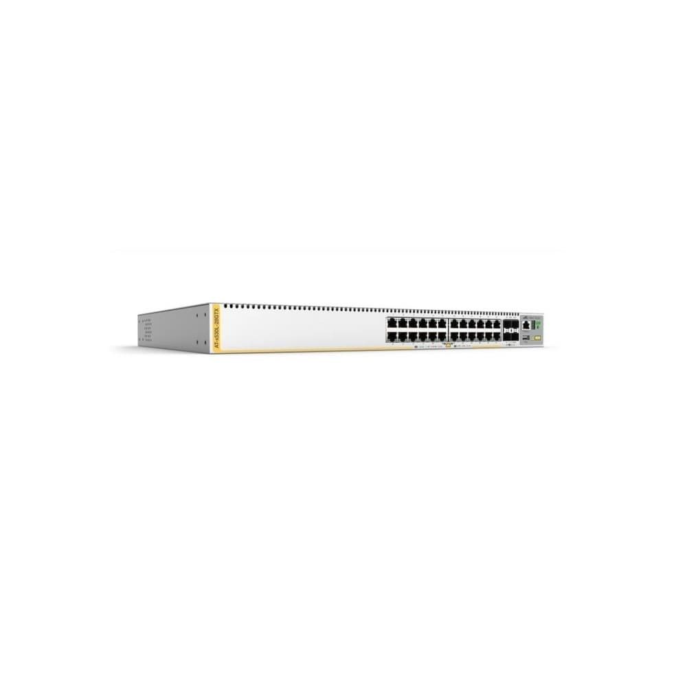ALLIEDTELESIS Switches Allied telesis L3 Stackable Switch, 24x 10/100/1000-T, 4x SFP+ Ports and dual fixed PSU, US Power Cord