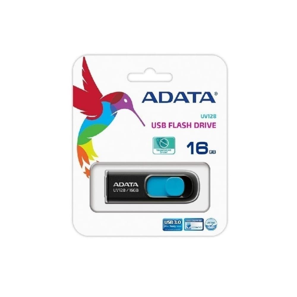 ADATA Memoria USB 3.0 ADATA UV128-16GB-Retráctil-Negro/Azul