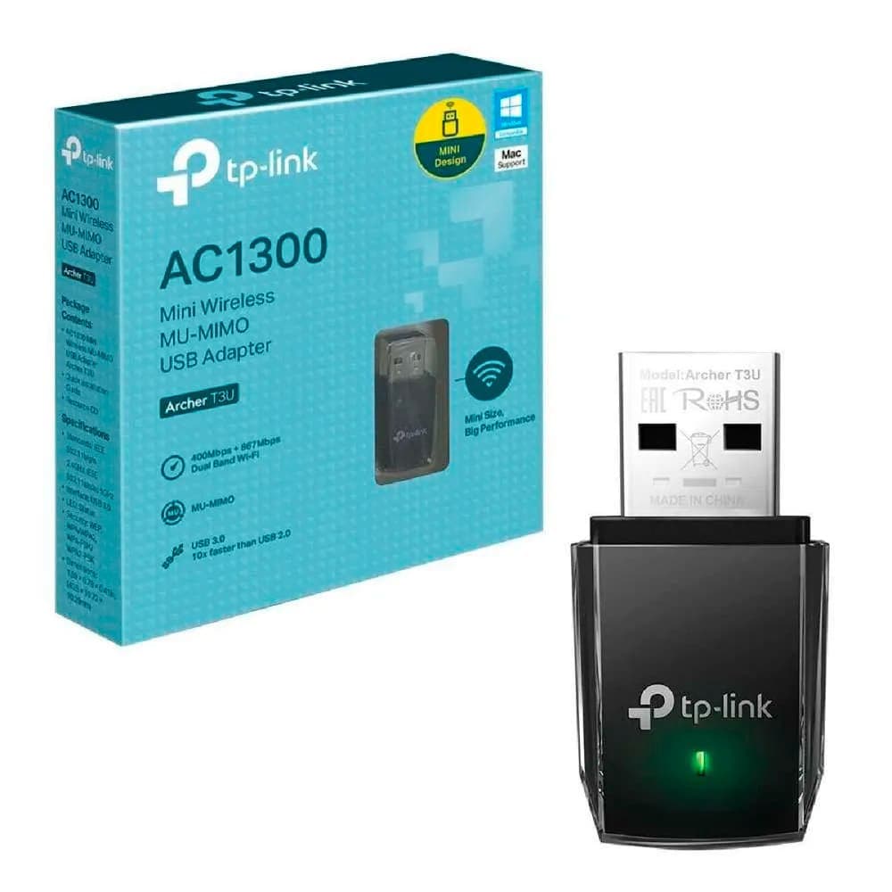 TPLINK Mini Adaptador USB TPLINK Inalámbrico Doble Banda AC1300 COLOR Negro