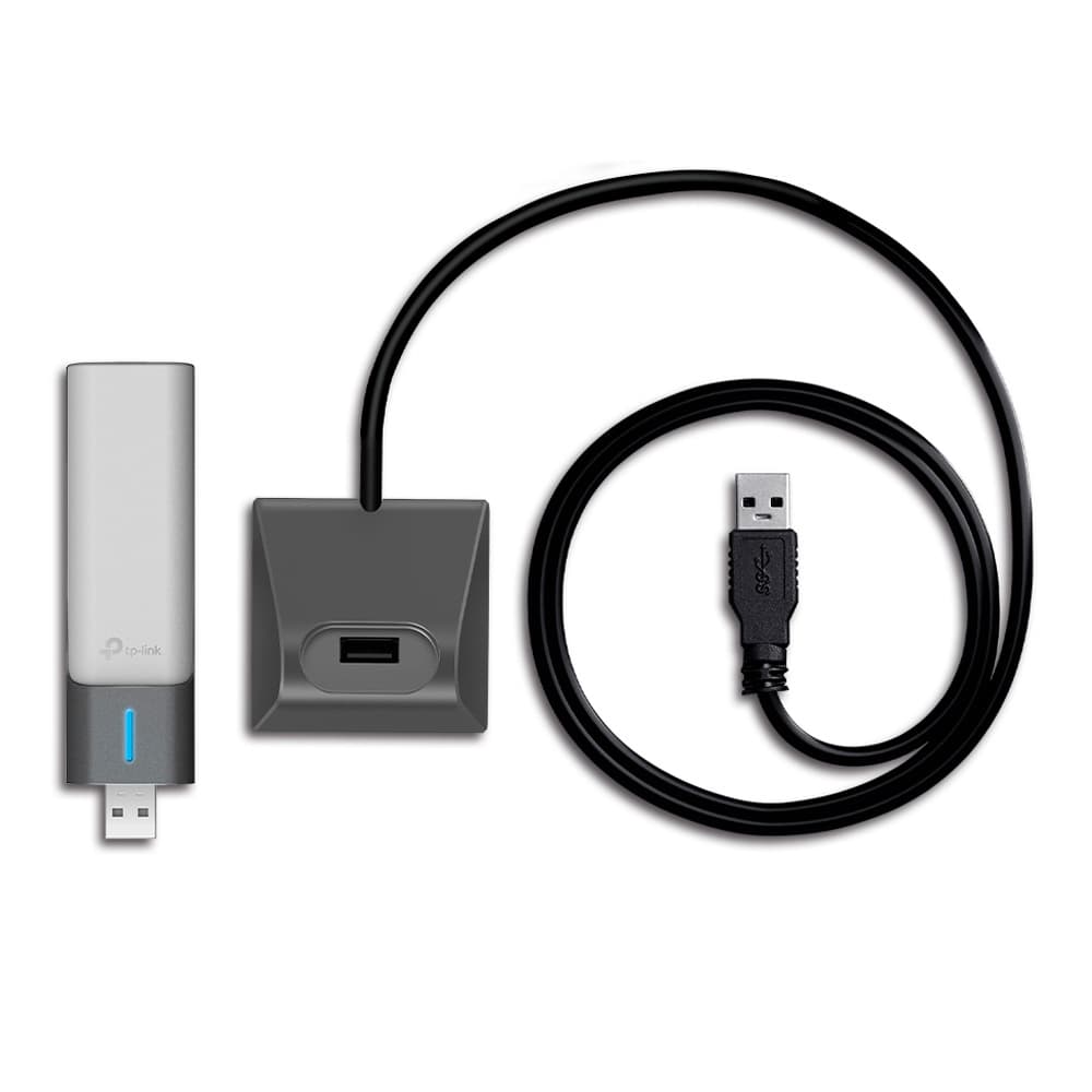 TPLINK Adaptador de red TPLINK AX1800 High Gain Dual Band Wi-Fi 6 USB Adapter SPEED: 1201 Mbps at 5 GHz + 574 Mbps at 2.4 GHz SPEC: High Gain External Antennas, USB 3.0, Cradle with Extension Cable FEATURE: MU-MIMO, OFDMA, WPA3