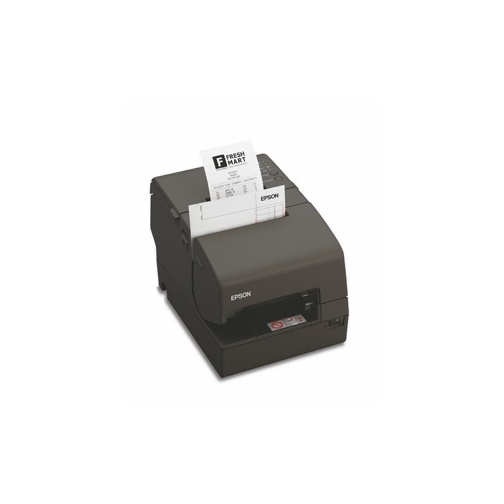 EPSONCORPORATIVO Impresora EPSON Híbrida (ReciboTérmico 80mm,ValidaciónMatricial). Docto Suelto, Puerto USB + Paralelo, No Incluye Fuente. Negra. TM-H6000IV-076.