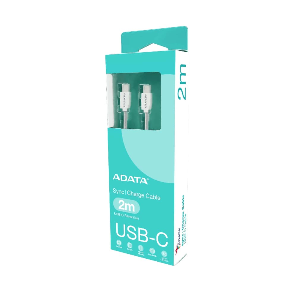 ADATA CABLE BLANCO C TO C 2 METROS 100W SOPORTA CARGA RAPIDA PD3.0 Y QC3.0