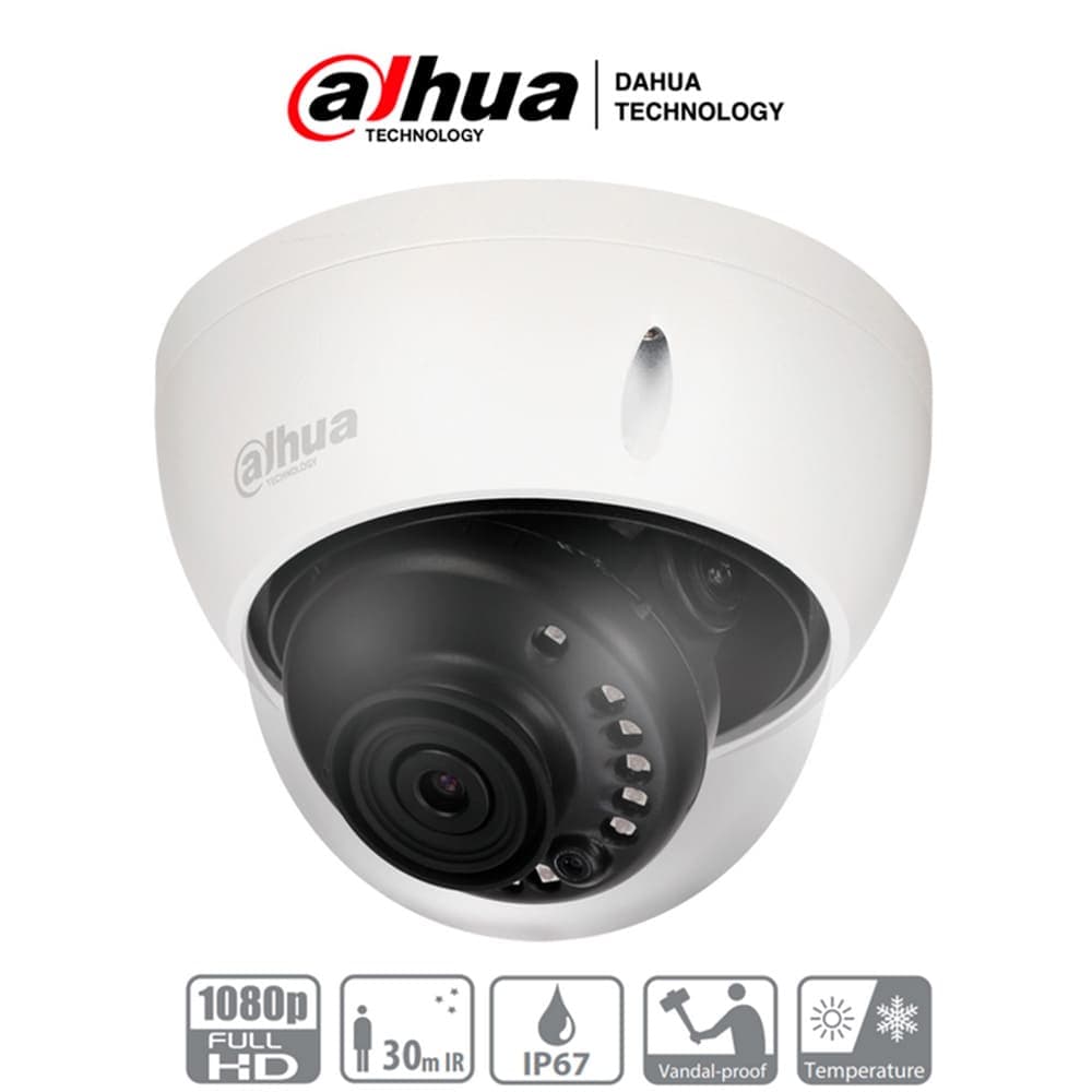 DAHUA Camara Dahua Domo,2MP, Lente fijo 2,8mm, 4en1 (CVI/TVI/AHD/CVBS), metal, Smart IR30m, IP67 / IK10, 12VDC.