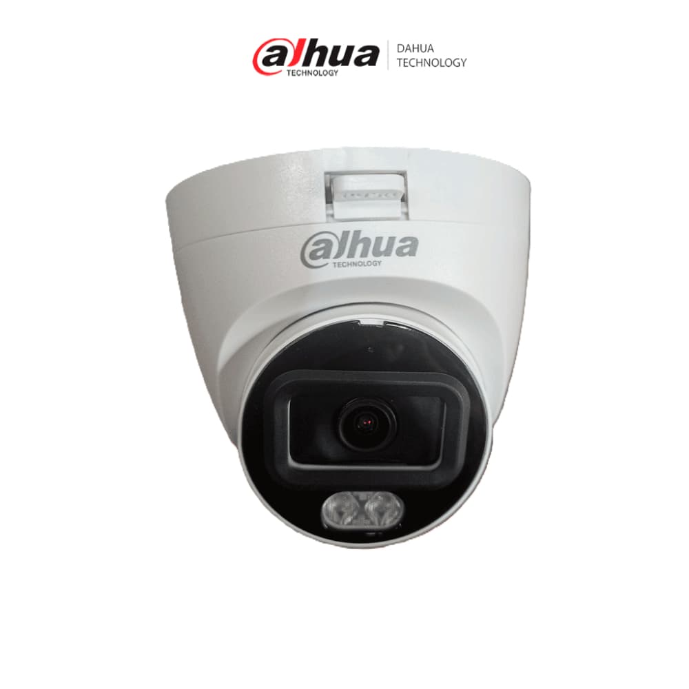 DAHUA Camara Dahua Domo, 2MP, Lente fijo de 2.8mm, FULLCOLOR, 4en1 (CVI/TVI/AHD/CVBS), Metal y Plastico, Distancia 20M, DWDR, 12VDC.