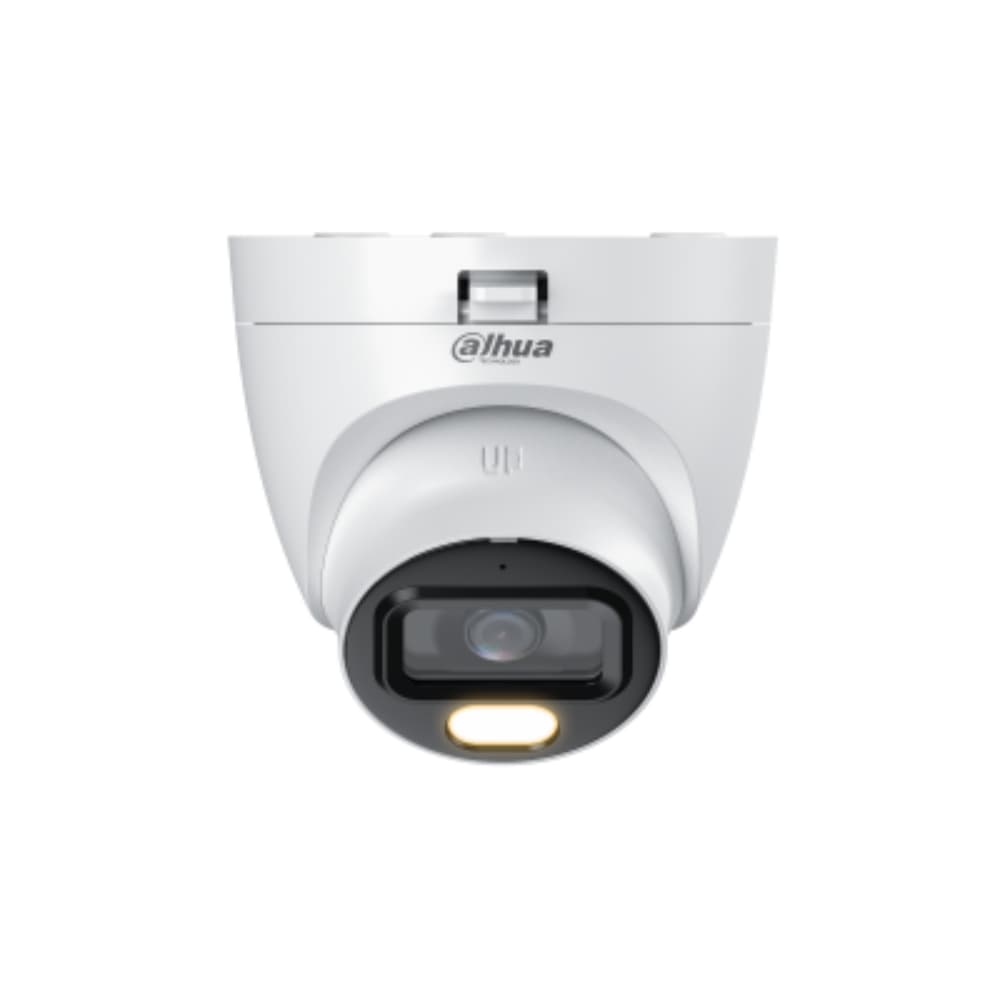 DAHUA Camara Dahua Domo, 5MP, Full Color, Lente Fijo 2.8 mm, Audio incorporado, WDR, 4en1 switchable (CVI/TVI/AHD/CVBS), Metal, IR40m, IP67, 12VDC.