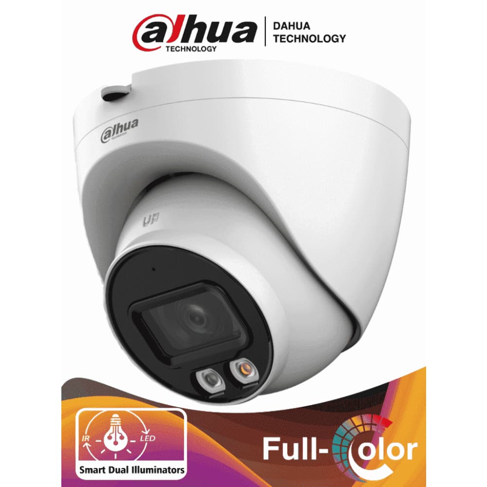 DAHUA Camara IP Domo antivandalico WizSense, 4 MP a 20 ips, Smart H265+ e ICR, Dual Light hasta 30 metros, óptica fija 2,8 mm, micrófono, PoE, IP67 e IK10