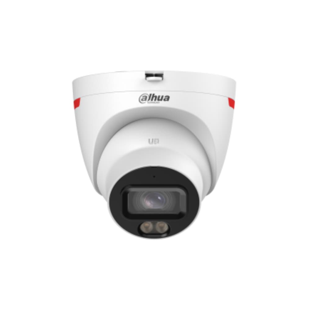 DAHUA Cámara IP Domo de 4 MP ofrece tecnología WizColor y WizSense con IA, SMD Plus, lente de 2.8 mm, micrófono integrado, WDR 120 dB, ranura MicroSD, PoE, y protección IP67