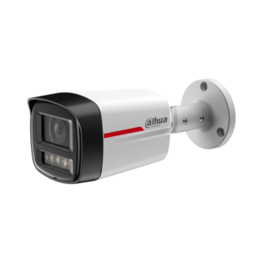 DAHUA Cámara IP Bullet de 4MP / WizColor /WizSense/ equipada con IA/ SMD Plus/ Lente de 2.8 mm/ micrófono integrado/ Protección perimetral/ Ranura MicroSD, WDR real de 120 dB y PoE. Certificación IP67/