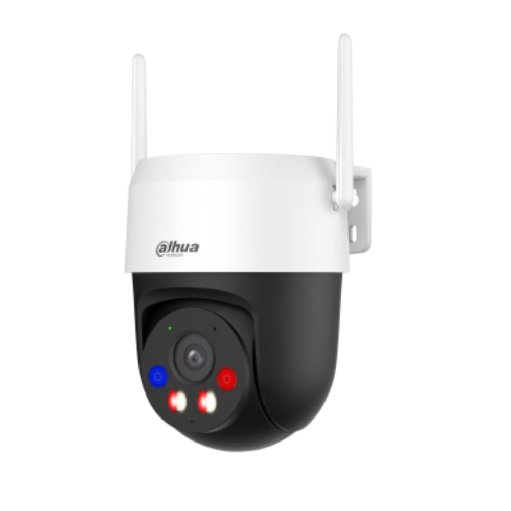 DAHUANEW Cámara Dahua PT 360 grados para exterior, Wifi 6, 3MP, IP66, Bluetooth pairing, IR hasta 10mts, AI Detección Humana y Vehículos, Patrullas (Preset Patrol), Luz de advertencia roja y azul, Auto seguimiento Humano y de Vehículos, Alarma por Sonido Anormal, Alarma de Sonido y de Luz, Smart Dual Light, Audio bidireccional, Soporta Micro SD hasta 256GB,
