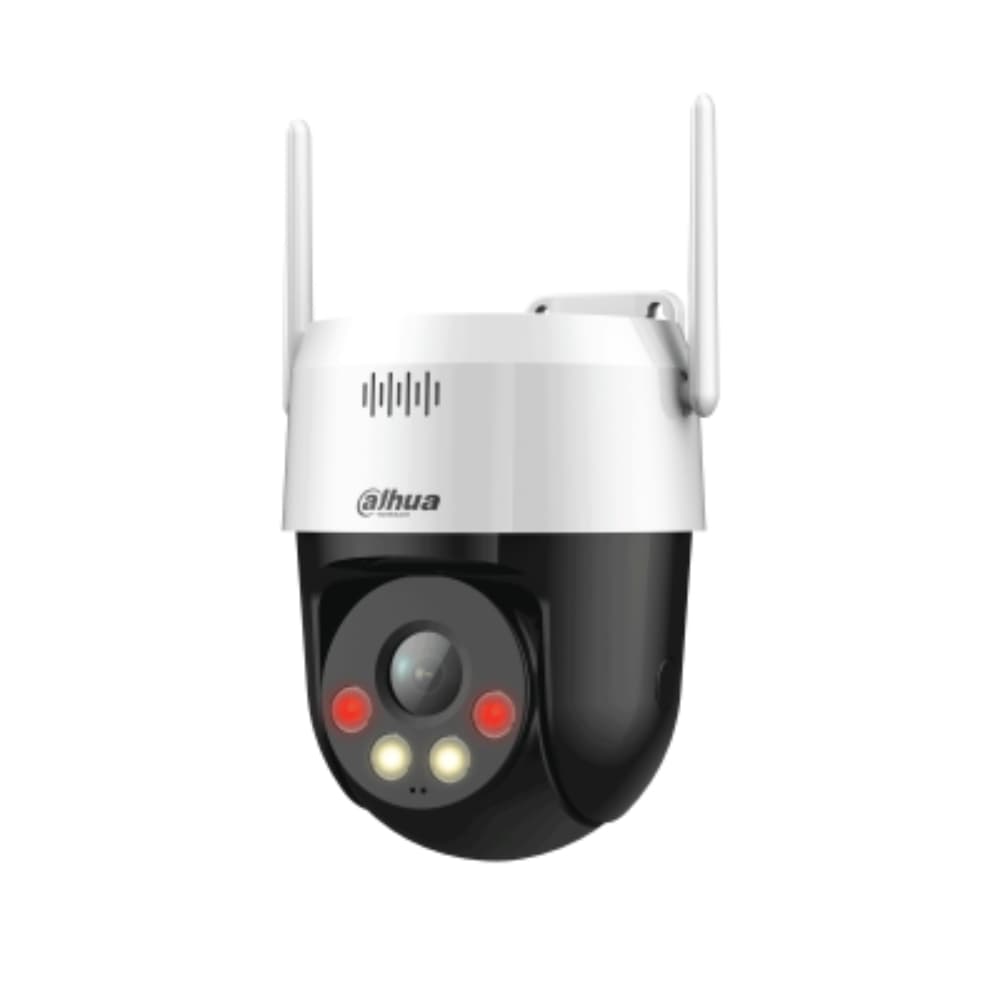 DAHUANEW Cámara Dahua PT 360 grados para exterior, Wifi 6, 5MP, IP66, Bluetooth pairing, IR hasta 10mts, AI Detección Humana y Vehículos, Patrullas (Preset Patrol), Luz de advertencia roja y azul, Auto seguimiento Humano y de Vehículos, Alarma por Sonido Anormal, Alarma de Sonido y de Luz, Smart Dual Light, Audio bidireccional, Soporta Micro SD hasta 256GB,