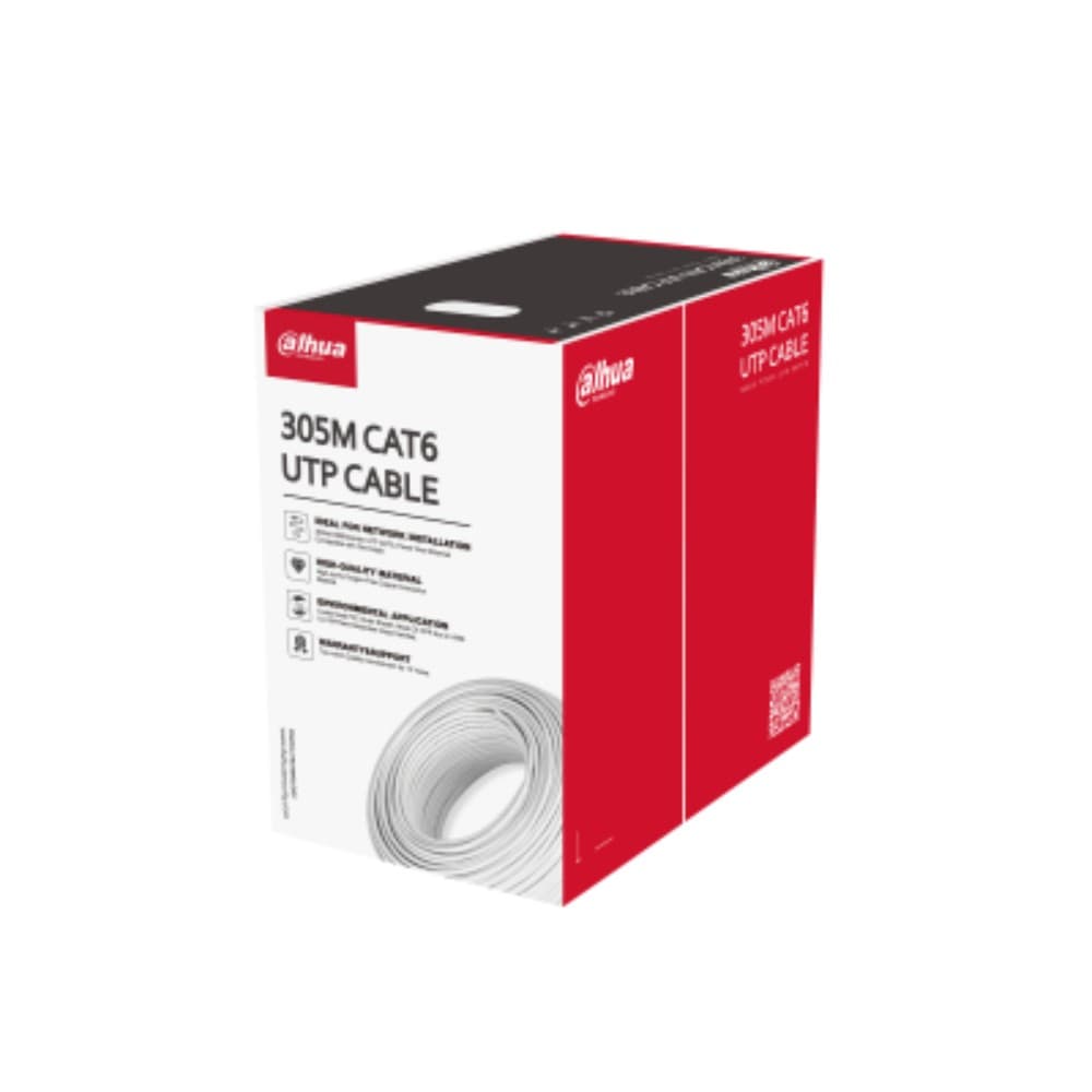 DAHUA Cable UTP INTERIOR CAT6 100% Cobre /Caja de 305m, Cobre libre de oxígeno (OFC) con alta pureza (~99.97 %)