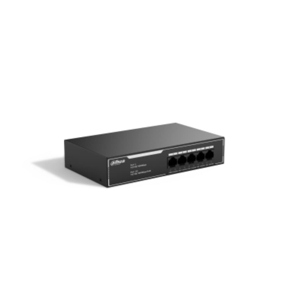 DAHUANEW Switch Dahua PoE Gigabit 5 puertos, NO ADMINISTRABLE / 4 puertos PoE, Soporta los estándares IEEE802.3, IEEE802.3u, IEEE802.3ab e IEEE802.3x, cumple con los estándares de fuente de alimentación 802.3at y 802.3af.