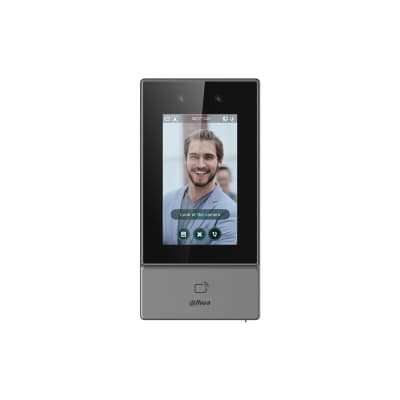 DAHUA Control de Acceso/Pantalla LCD táctil capacitiva de 4.3 con resolución 272 × 480 px / Cámara Dual-lente CMOS HD de 2 MP, gran angular, con iluminación IR y DWDR/ Métodos de desbloqueo Reconocimiento facial, tarjeta IC, contraseña, código QR, remoto y combinaciones/Capacidad: Usuarios: 6,000, Rostros, Contraseñas: 6,000, Tarjetas: 10,000/ Conectivi