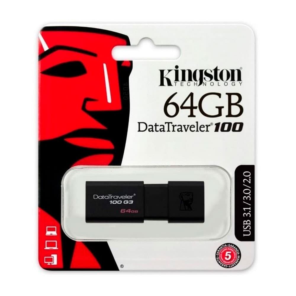 KINGSTON DIGITAL Memoria USB Kingston DataTraveler 100 G3 DT100G3 64GB 3.0 Negro