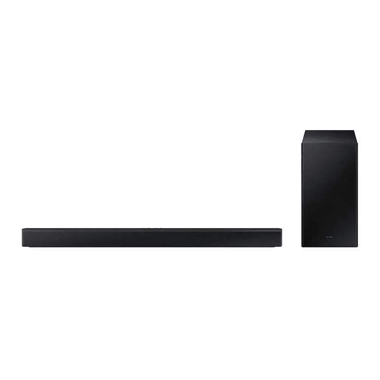 SAMSUNGAUDIVIDEO Barra de sonido Samsung, Subwoofer, 2.1 canales Conexión inalámbrica con el televisor, Experiencia de sonido envolvente, Potencia 300W, Garantia de 1 Año