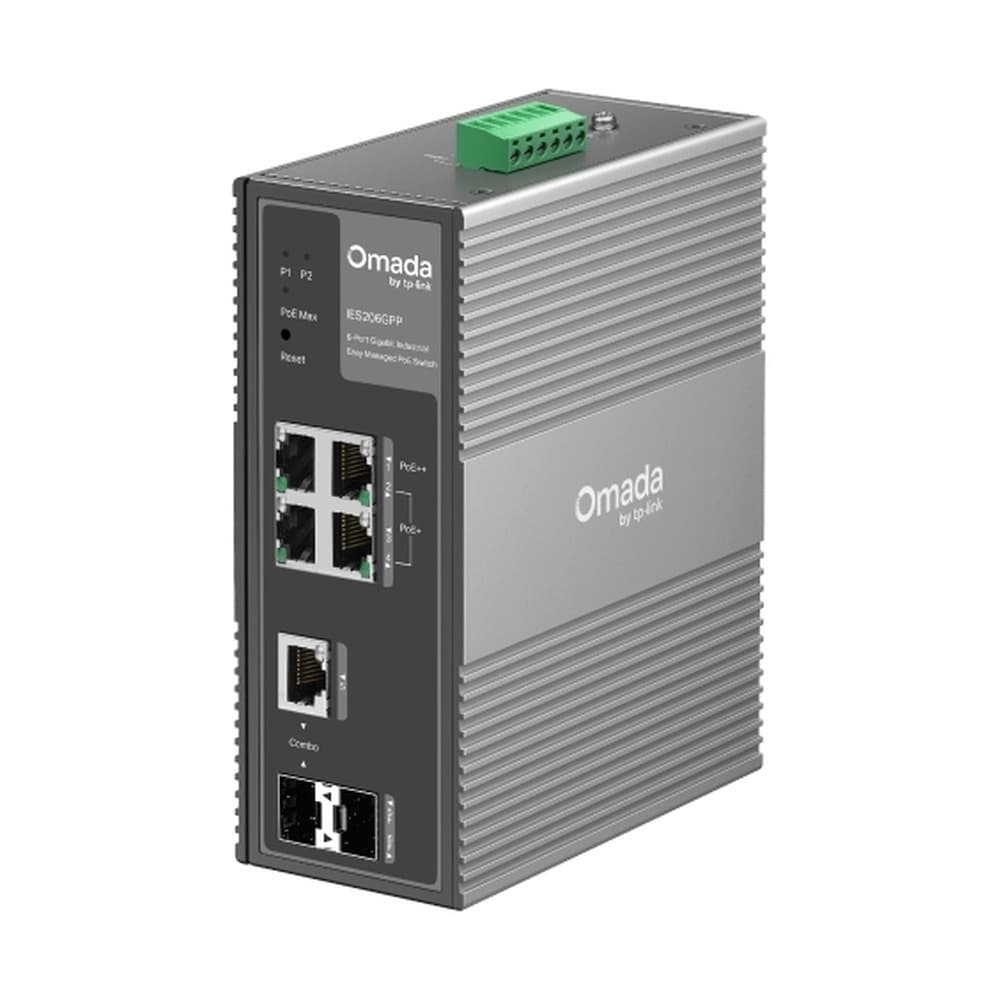 TPLINKSMB Switch Tplink Omada Industrial Gigabit 6 puertos PoE+ administrable con 2 puerto SFP