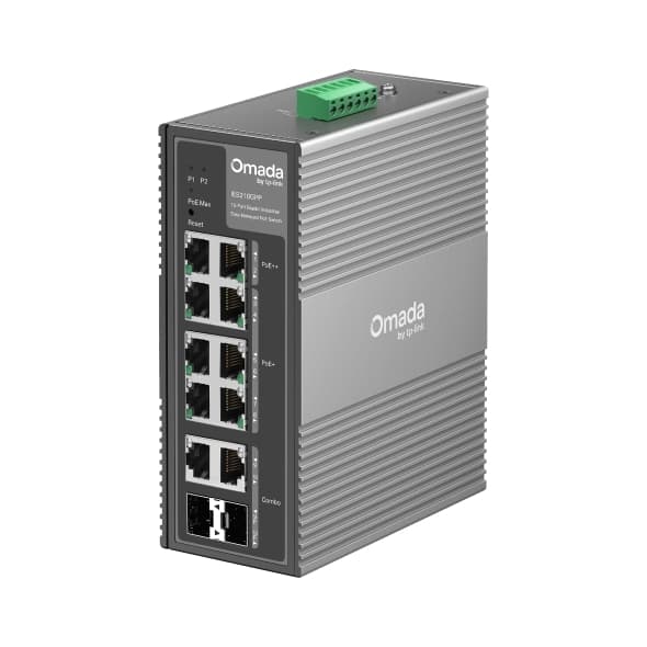 TPLINKSMB Omada 10-Port Gigabit Industrial Easy Managed Switch with 6-Port PoE+ and 2-Port PoE++