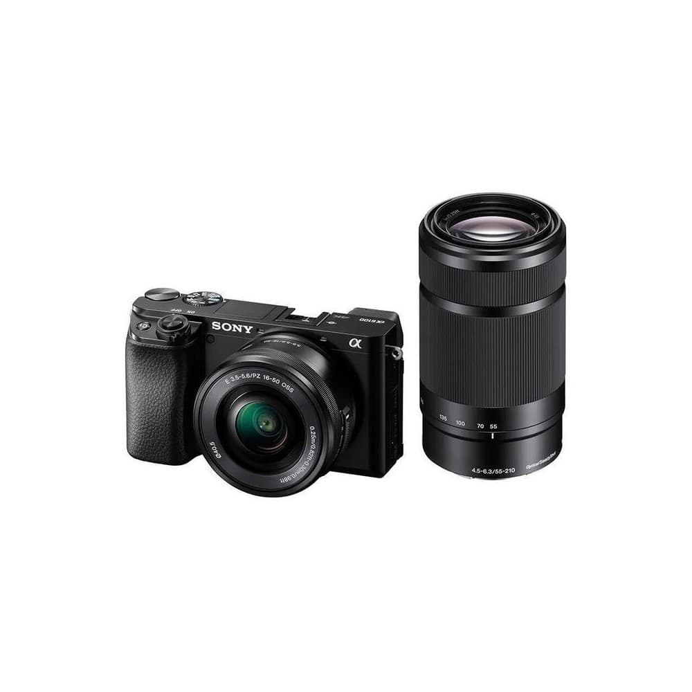 SONY Cámara con Lente Intercambiable APS-C a6100 con enfoque automático rápido ILCE-6100Y Cuerpo + lentes zoom potente de 16-50 mm y 55-210 mm
