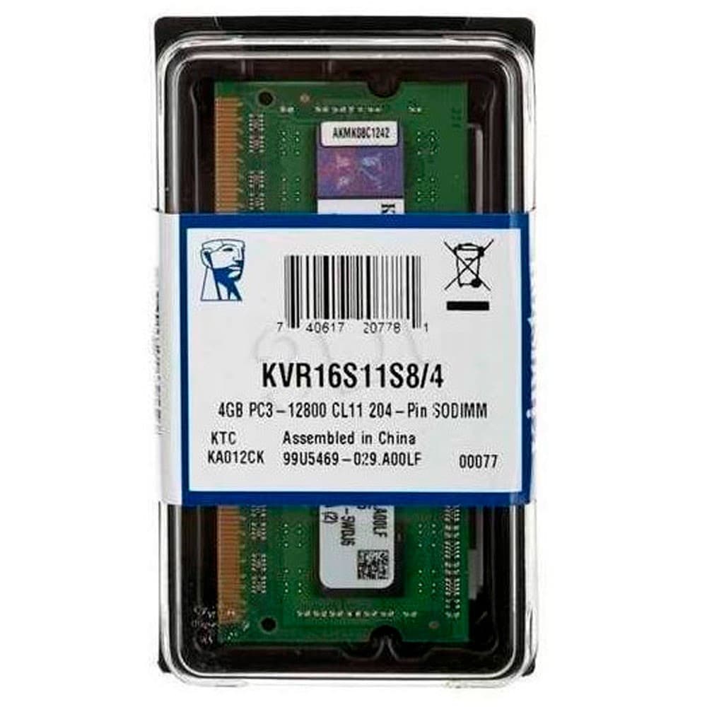 KINGSTON Memoria portatil generica kvr16s11s8/4 1600 mhz