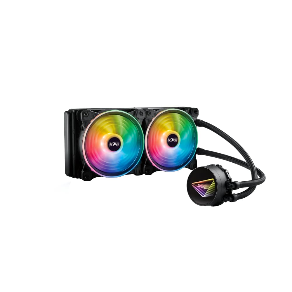 ADATA-XPG XPG LEVANTE II 240, Negro, diseño de Espejo Infinito, Velocidad: 800-2000 RPM, Ruido: 29dBA, Flujo de Aire: 58 CFM, TDP 270W a 82?, Rodamiento Hidráulico, Socket: Intel (LGA 1851/1700/1200/115x), AMD (AM5/AM4/AM3), 5 Años de Garantía