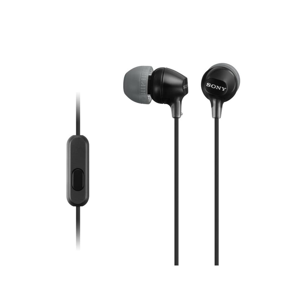SONY Audífonos Sony internos MDR-EX15AP Color Negro de silicona de ajuste seguro. (con micrófono)