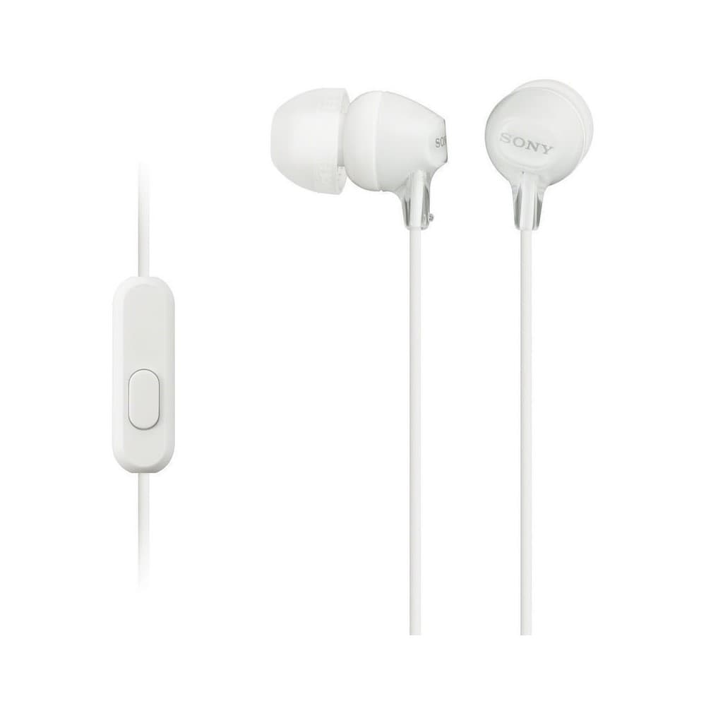 SONY Audífonos Sony internos MDR-EX15AP Color Blanco de silicona de ajuste seguro. (con micrófono)