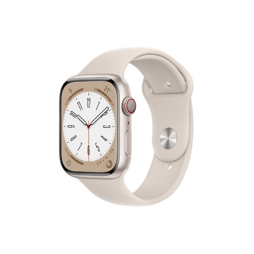 APPLE ACCESORIOS Apple Watch Series 8 (GPS) - Caja de aluminio en blanco estrella de 45 mm - Correa deportiva blanco estrella - Talla única